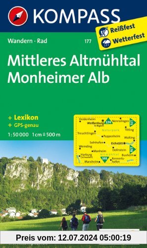 Mittleres Altmühltal, Monheimer Alb: Wandern / Rad. GPS-genau. 1:50.000
